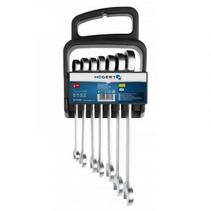 JUEGO DE LLAVES FIJAS Y DE ESTRELLA, CON CARRACA  10-19, DE ACERO CrV 6140