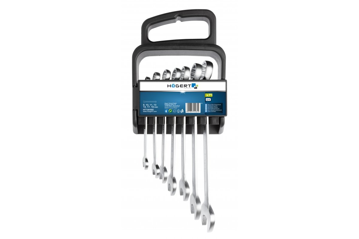 JUEGO DE LLAVES PLANAS Y DE ESTRELLA 7 uds., med.. 8-19 mm, CrV