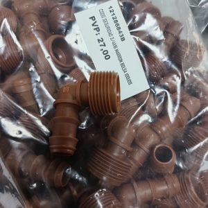 CODO ROSCA MACHO SEGURIDAD 16X3/4 MARRON BOLSA 100UDS