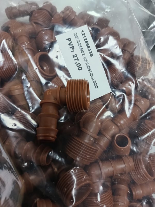 CODO ROSCA MACHO SEGURIDAD 16X3/4 MARRON BOLSA 100UDS