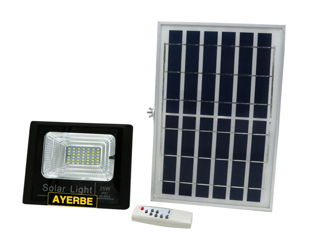 FOCO SOLAR 25 W. CON MANDO A DISTANCIA CON SENSOR DE MOVIMIENTO