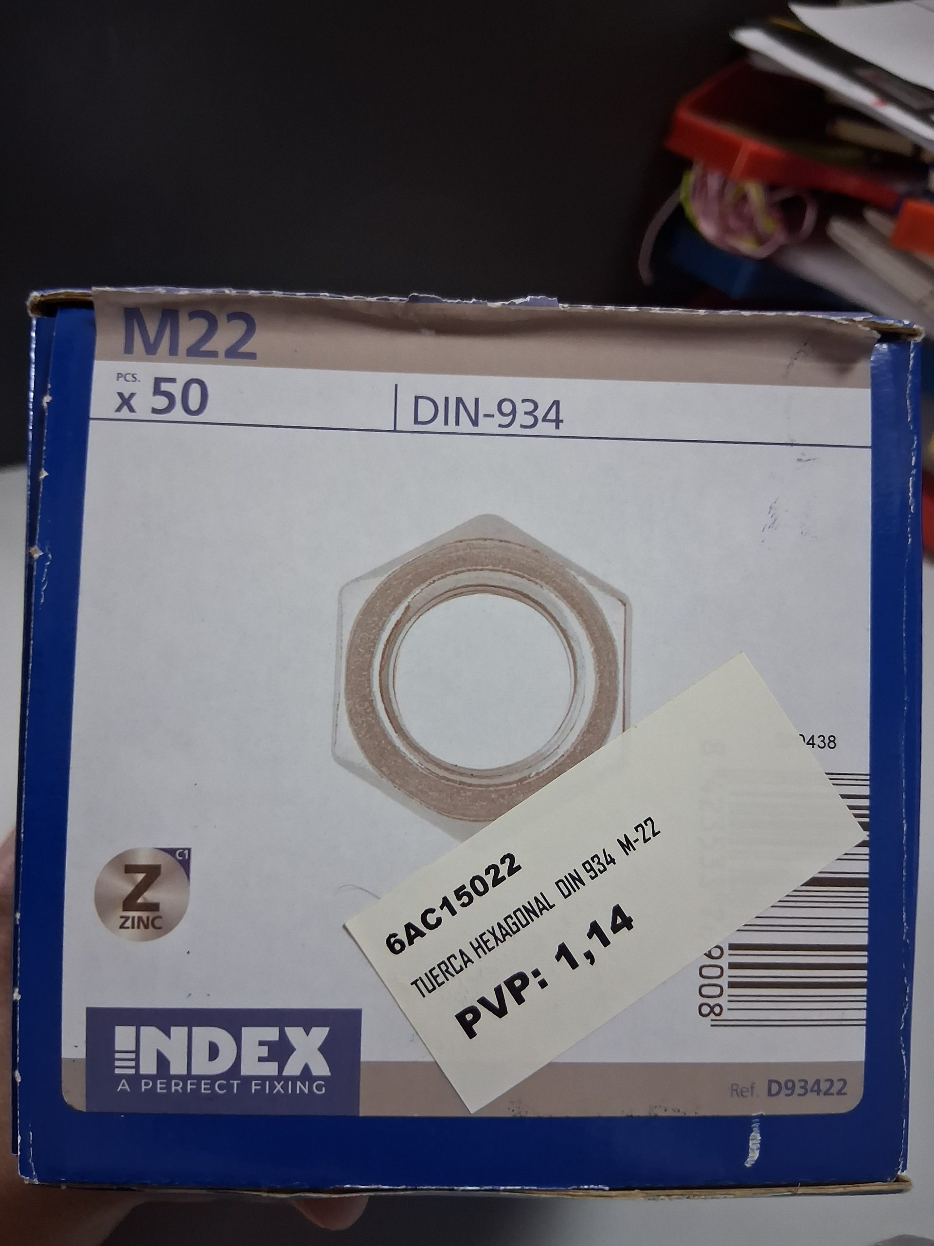 6AC151022  TUERCA HEXAGONAL M-22  DIN 934